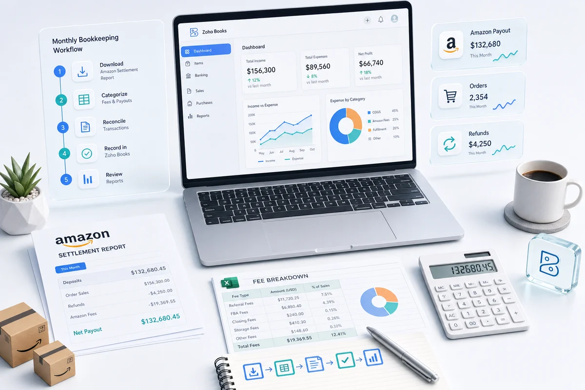 Monthly Bookkeeping for Amazon Sellers Using Zoho Books: A Step-by-Step Workflow