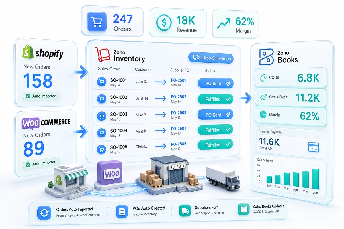 Dropshipping with Zoho: Orders, Supplier POs, and COGS Without a Warehouse