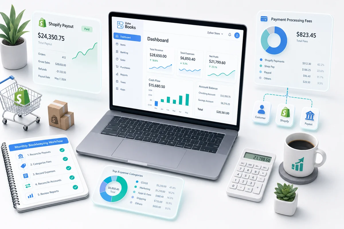 Monthly Bookkeeping for Shopify Sellers Using Zoho Books: A Step-by-Step Workflow