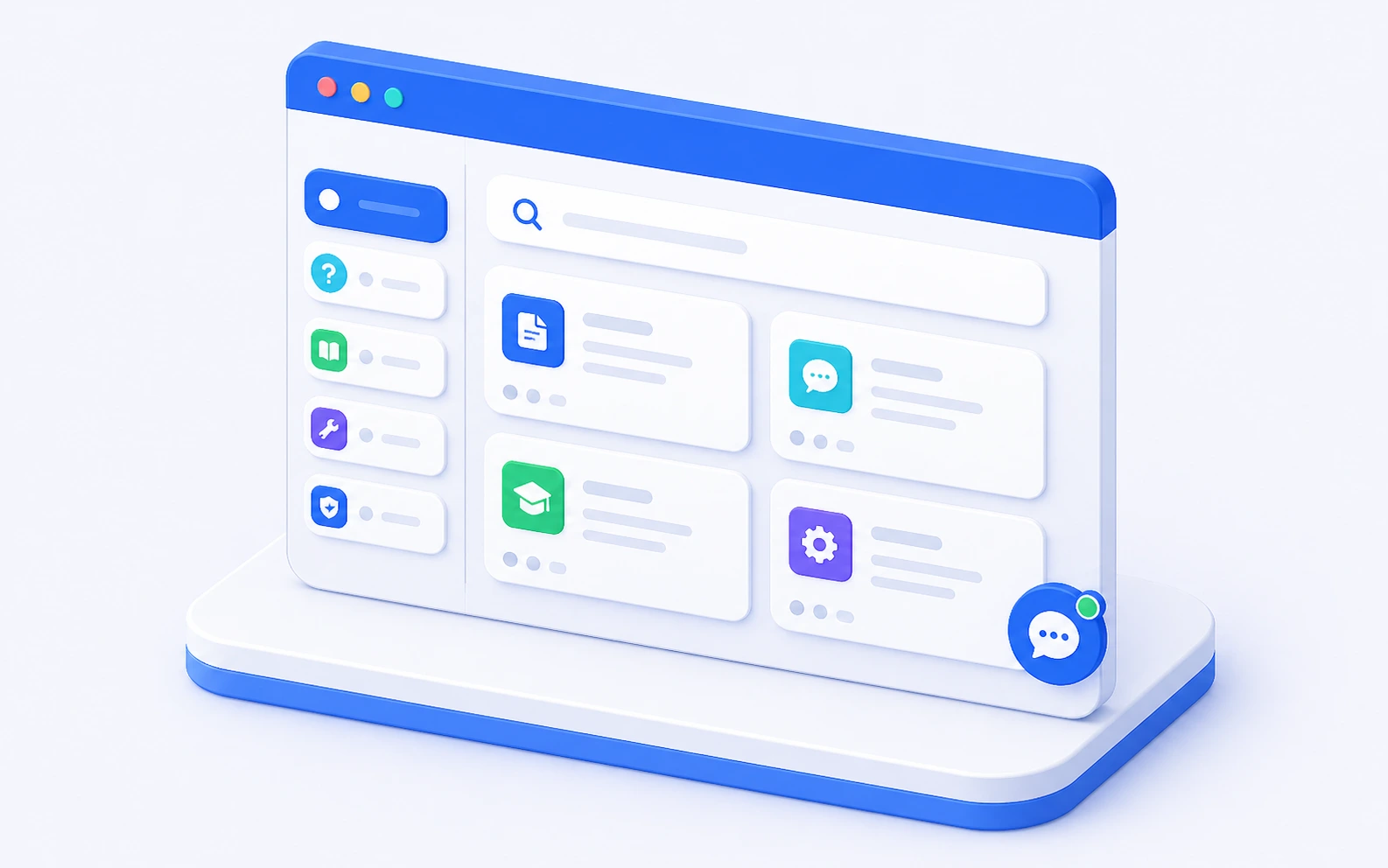 Customer self-service knowledge base portal with search and chatbot