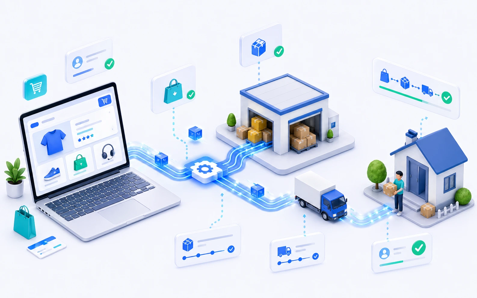 Dropshipping operations, automated vendor orders, shipment tracking, and accounting