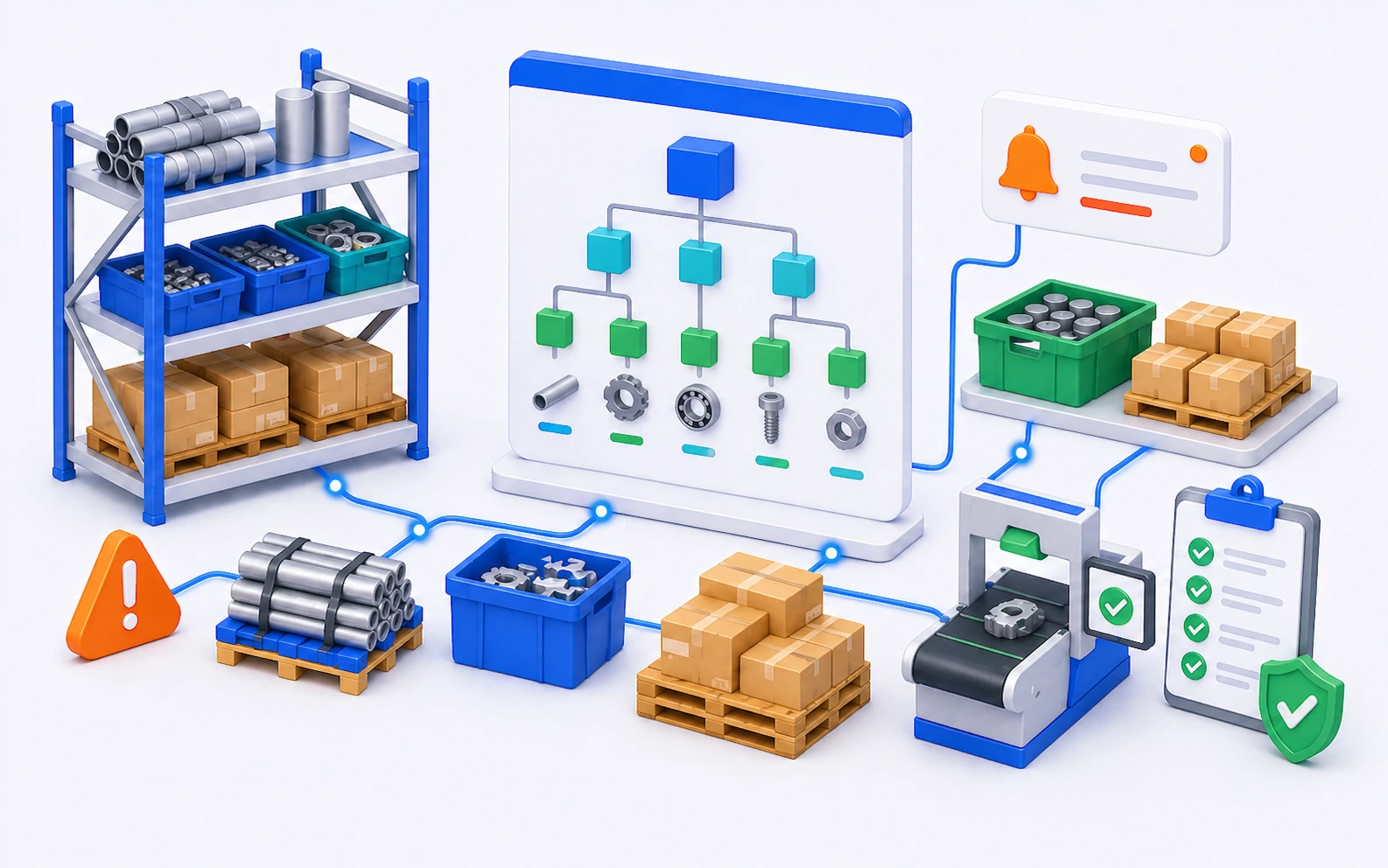 Raw materials inventory management with bill of materials tracking on Zoho