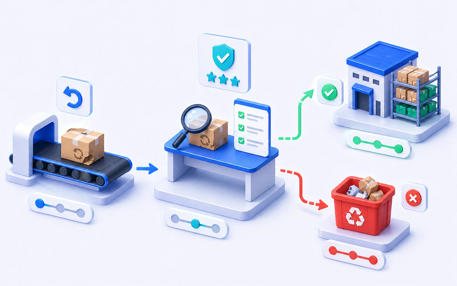 Returns handling workflow with QC inspection and restocking