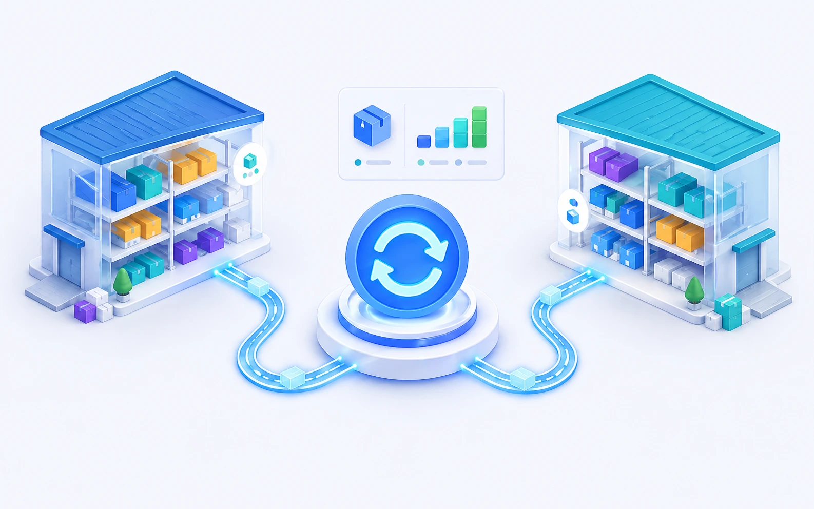 Multi-channel inventory synchronization across warehouses